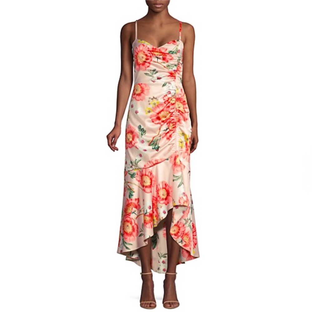 Parker Black Adriana Floral High-low Midi Dress In Anise Bloom